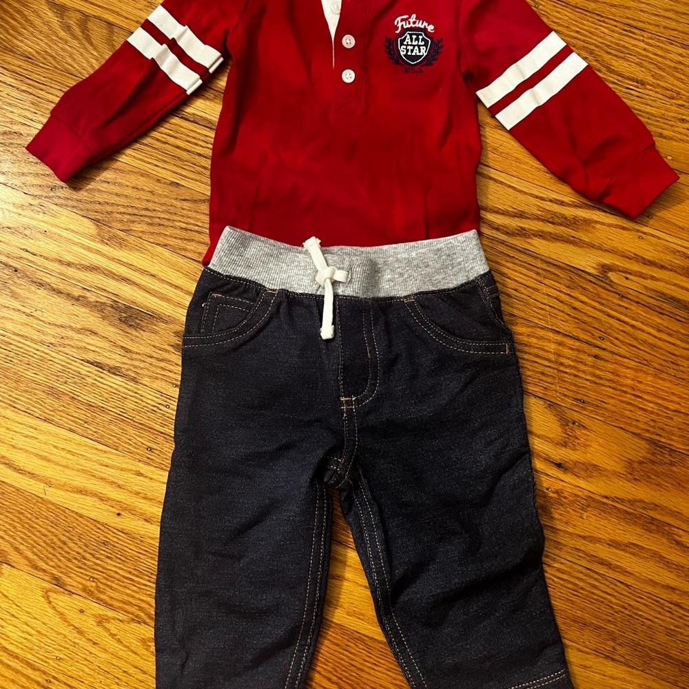 Carter's Red and White Button-Up Shirt
